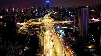 4K延时航拍夜晚城市立交桥车流画面素材视频的预览图